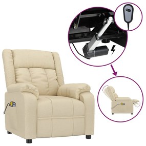 vidaXL Πολυθρόνα Μασάζ Ηλεκτρική Κρεμ Υφασμάτινη