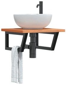 Ράφι Νιπτήρα Τοίχου από Ατσάλι / Μασίφ Ξύλο Οξιάς