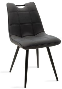 Καρέκλα Nely 058-000017 47x61x85 Black Μέταλλο,Τεχνόδερμα