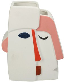 Βάζο Πρόσωπο Πολύχρωμο Κεραμικό 17x8.8x20.5cm