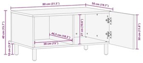 Τραπεζάκι σαλονιού καφέ 80x50x40 cm μασίφ ξύλο Mango - Καφέ