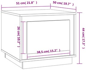 Τραπεζάκι Σαλονιού Γυαλ. Λευκό 51x50x44 εκ. Επεξεργ. Ξύλο - Λευκό