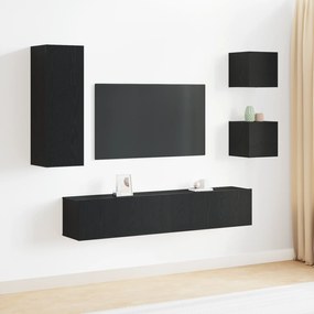vidaXL Σετ Τηλεοπτικής Ντούσας 5 pcs Μαύρη δρυς 160 x 30 x 30.5 εκ.