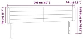 vidaXL Κεφαλάρι Κρεβατιού LED Μαύρο 203x16x78/88 εκ. Βελούδινο