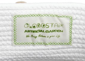 GloboStar® Artificial Garden KYTHNOS 20314 Διακοσμητικό Πλεκτό Καλάθι - Κασπώ Γλάστρα - Flower Pot Γκρι με Λευκό Φ29cm x Υ28cm