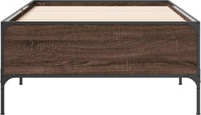 vidaXL Πλαίσιο Κρεβατιού Καφέ Δρυς 90x200 εκ. Επεξ. Ξύλο &amp; Μέταλλο