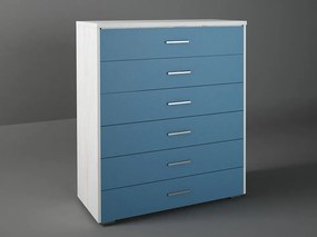 Intrahome Συρταριέρα παιδική με 6 συρτάρια σε χρώμα λευκό ρουστίκ-σιέλ 90x45x1,08 Intrahomesa-00652205