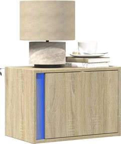 vidaXL Κομοδίνο Επιτοίχιο με Φώτα LED Sonoma Δρυς