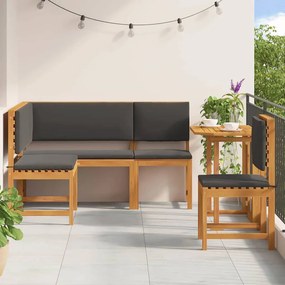 vidaXL Σετ τραπεζαρίας κήπου  4 τεμαχίων με μαξιλάρια - Σταθερό ξύλο ακακίας