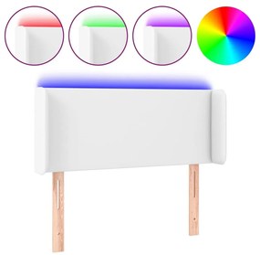 Κεφαλάρι Κρεβατιού LED Λευκό 93x16x78/88εκ. από Συνθετικό Δέρμα - Λευκό