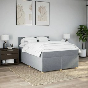 vidaXL Κρεβάτι Boxspring με Στρώμα Ανοιχτό Γκρι 140x200 εκ. Υφασμάτινο