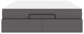 vidaXL Σκελετός κρεβατιού με στρώμα Γκρι 140 x 200 cm Τεχνητό δέρμα