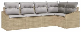 vidaXL Σετ Καναπέ με μαξιλάρι 5 pcs Μπεζ συνθετικό ρατάν