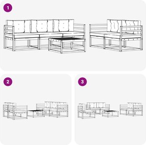 vidaXL Σειρά Καναπέ Εξωτερικού με μαξιλάρι 6 pcs Λευκό και Μπεζ