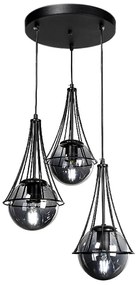 Φωτιστικό οροφής Chavi Megapap E27 μεταλλικό τρίφωτο χρωμα μαύρο 40x40x90εκ.