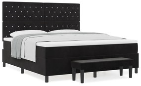 vidaXL Κρεβάτι με Βαλίτσα και Στρώμα Μαύρο 180x200 εκ Βελούδο