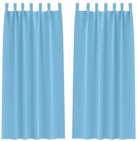 vidaXL Κουρτίνες με κουρτίνες 2 pcs Γαλάζιο 225x140εκ. Πολυεστέρας