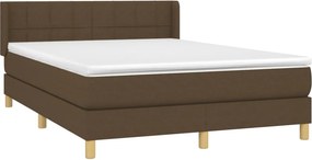 vidaXL Κρεβάτι Boxspring με Στρώμα Σκούρο Καφέ 140x200 εκ Υφασμάτινο