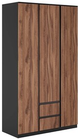 Τρίφυλλη Ντουλάπα Ρούχων RONAN Livorno Oak/Μαύρο με Καθρέπτη 120x52x210.5