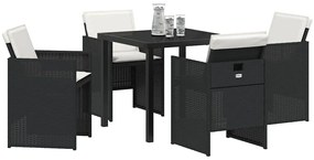 vidaXL Σέτ φαγητού για κήπο με μαξιλάρι 5 pcs Μαύρο Πολυ ράταν