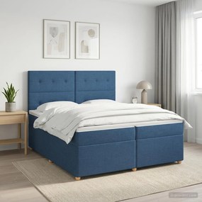 vidaXL Κρεβάτι box spring με στρώμα Μπλε 200 x 200 cm Ύφασμα