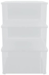 Κουτιά Αποθήκευσης Πλαστικά Στοιβαζόμενα 3 τεμ. 10 Λίτρων - Διαφανές