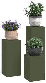 vidaXL Βάση φυτών 3 pcs Λαδί Ατσάλι