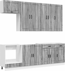 vidaXL Μονάδα κουζίνας PORTO 8 pcs Γκρι Sonoma Επεξεργασμένο Ξύλο