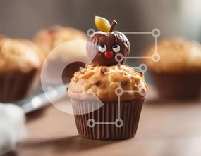 Intra Συλλεκτικό Ξύλινο Παζλ Plywood 4mm - Cupcake με διακόσμηση μήλου Σε Ξύλινο Κουτί - Διαστάσεις: 10x10 cm – 25 κομμάτια