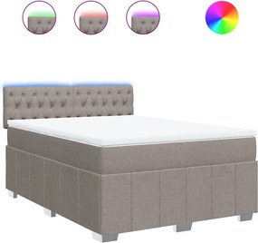 vidaXL Κρεβάτι Boxspring με Στρώμα Taupe 140x190 εκ. Υφασμάτινο