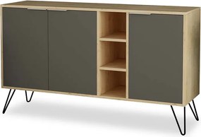 Μπουφές Clara pakoworld χρώμα light oak-ανθρακί 142x35.5x83εκ
