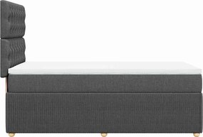 vidaXL Κρεβάτι Boxspring με Στρώμα Σκούρο Γκρι 90x190 εκ. Υφασμάτινο