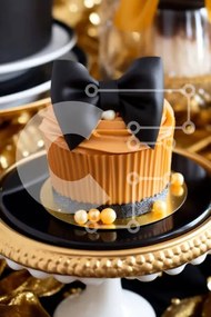 Σετ των 2 Intra Συλλεκτικό Ξύλινο Παζλ Plywood 4mm - Πορτοκαλί Cupcake με μαύρο φιόγκο και καραμέλες Σε Ξύλινο Κουτί - Διαστάσεις: 10x10 cm – 25 κομμάτια