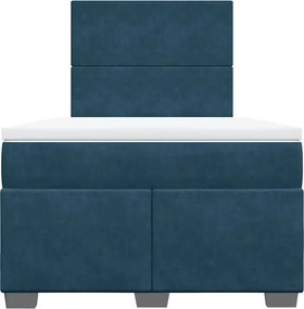 vidaXL Κρεβάτι Boxspring με Στρώμα Μπλε 120x190 εκ. Βελούδινο
