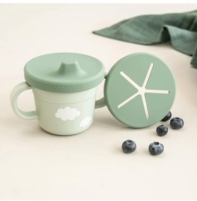 Ποτηράκι εκπαίδευσης Done By Deer Spout+Snack Cup Croco Green