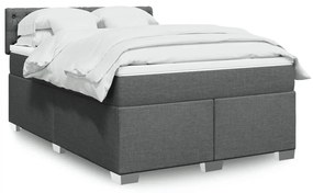 Κρεβάτι Boxspring με Στρώμα Σκούρο Γκρι 160x200 εκ Υφασμάτινο