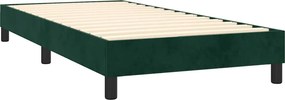 vidaXL Κρεβάτι Boxspring με Στρώμα &amp; LED Σκ. Πράσινο 80x200 εκ Βελούδο