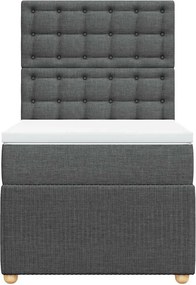 vidaXL Κρεβάτι Boxspring με Στρώμα Σκούρο Γκρι 100x200 εκ. Υφασμάτινο