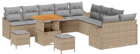 vidaXL Σετ Καναπέ Κήπου 13 pcs Μπεζ συνθετικό ρατάν