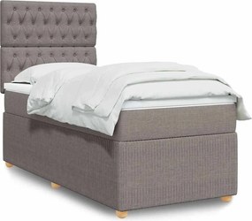 vidaXL Κρεβάτι Boxspring με Στρώμα Taupe 90x200 εκ. Υφασμάτινο