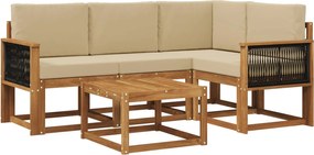 vidaXL Σειρά Καναπέ Εξωτερικού 5 pcs Φυσικό και Μπεζ Πολυεστέρας