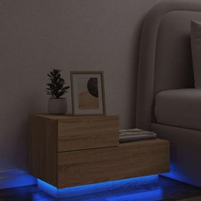 vidaXL Κομοδίνο με Φώτα LED Sonoma Δρυς 70 x 36 x 40,5 εκ.