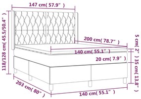 Κρεβάτι Boxspring με Στρώμα Σκούρο Μπλε 140x200 εκ. Βελούδινο - Μπλε