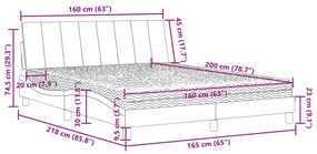 Κρεβάτι με Στρώμα Μπλε 160 x 200 εκ. Βελούδινος - Μπλε