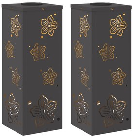 vidaXL Ηλιακό LED Φως Δρόμου 2 pcs Μαύρο Κρύο Ρολαρισμένο Χάλυβα