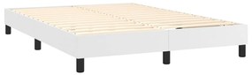 vidaXL Κρεβάτι Boxspring με Στρώμα & LED Λευκό 140x190 εκ. Συνθ. Δέρμα