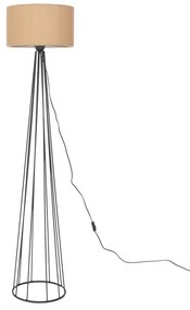 Φωτιστικό δαπέδου Florencia pakoworld Ε27 μπεζ ύφασμα-μαύρο μέταλλο Φ40x125εκ
