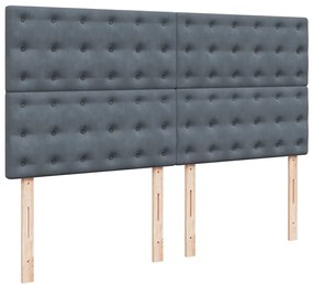 vidaXL Κρεβάτι Boxspring με Στρώμα Σκούρο Γκρι 200x200 εκ. Βελούδινο