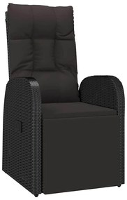 vidaXL Σέτ φαγητού για κήπο με μαξιλάρι 3 pcs Μαύρο Πολυ ράταν