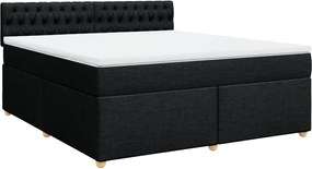 vidaXL Κρεβάτι Boxspring με Στρώμα Μαύρο 180x200 εκ. Υφασμάτινο